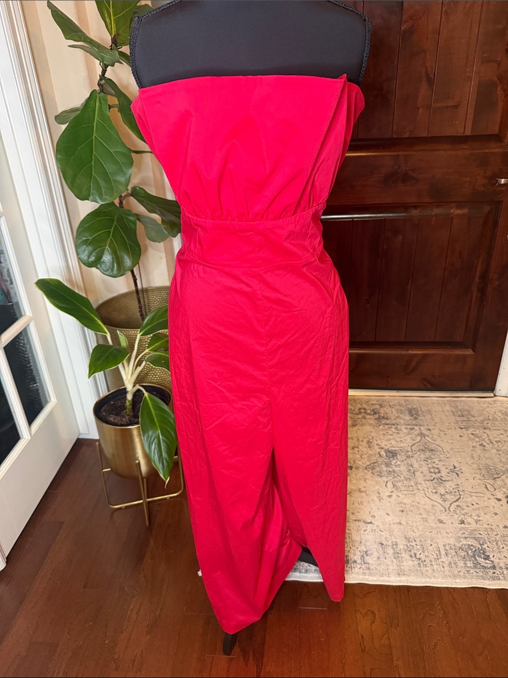 New York & Company Red Strapless, Wide leg Jumpsuit Size XXL NWT